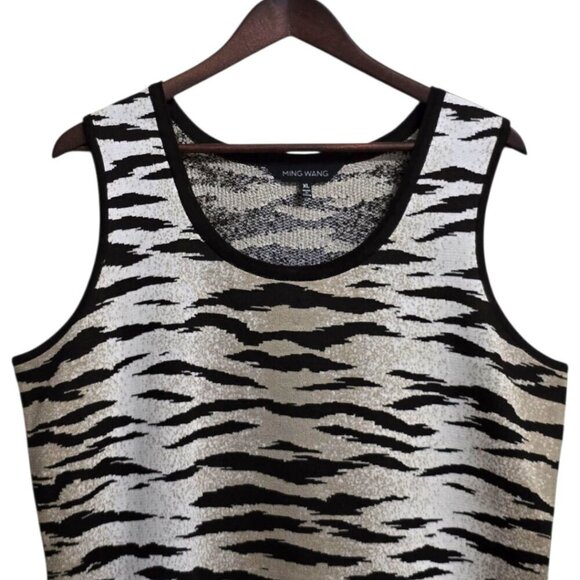 Ming Wang Tiger Print Knit Sleeveless Tank Top Sz XL - Picture 3 of 8